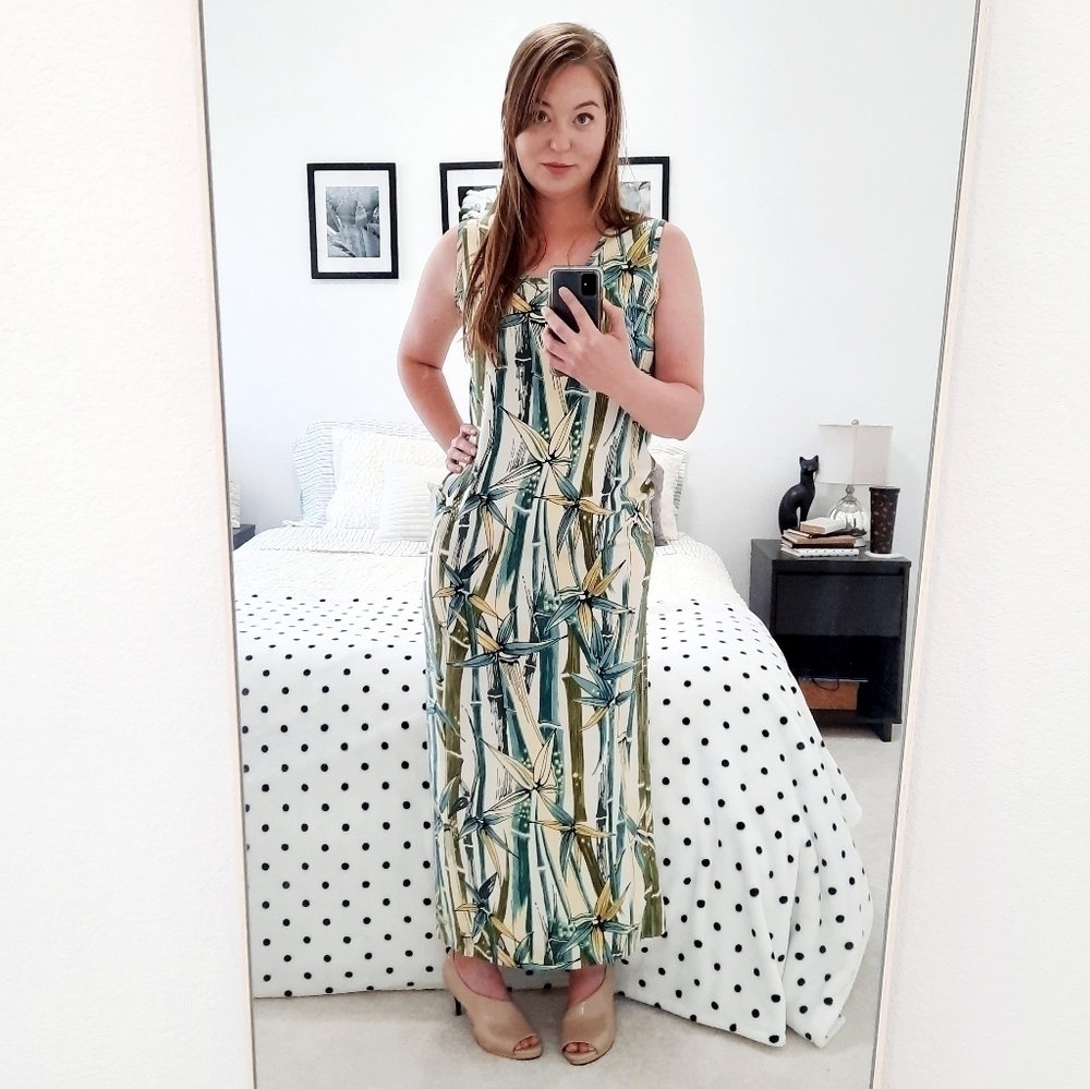 Vintage Tommy Bahama Silk Bamboo Maxi Dress S